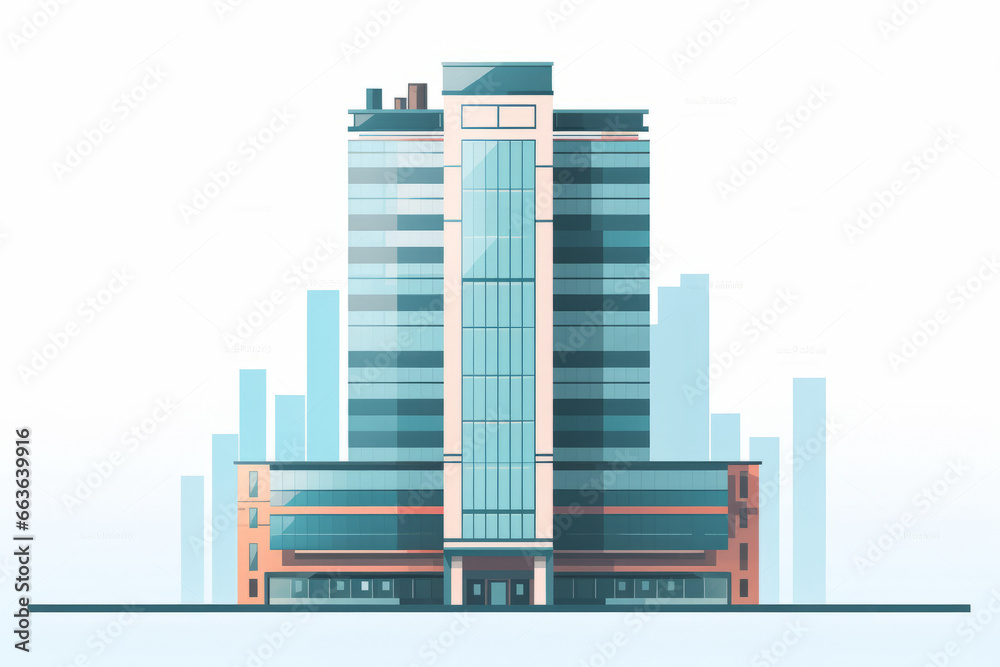 Illustration of isolated central building in the city Illustration of isolated central building in the city