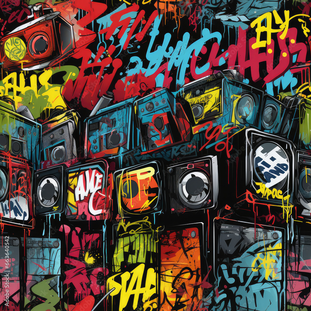 Fototapeta premium Graffiti grunge funky artistic repeat pattern