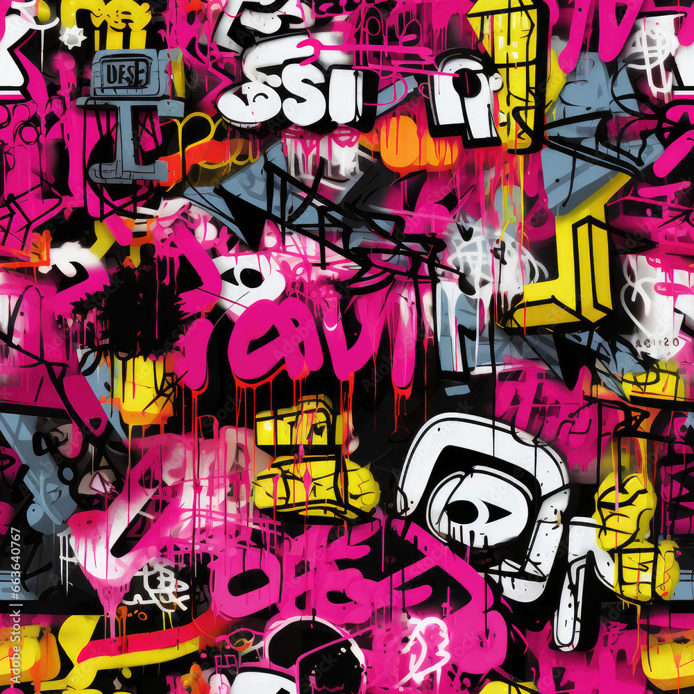 Graffiti grunge funky artistic repeat pattern Graffiti grunge funky artistic repeat pattern