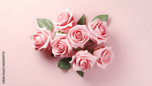 Wallpaper Mural bouquet of pink roses Floral on pink pastel background. advertisement, banner, card. for template, presentation. copy text space. Torontodigital.ca