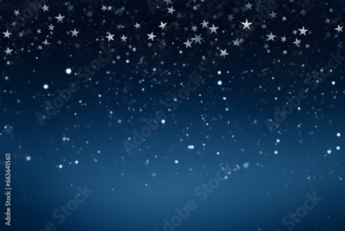 Small White Snow Flakes Falling. Dark Blue Winter Background. Flake Illustration Pattern © Luc.Pro