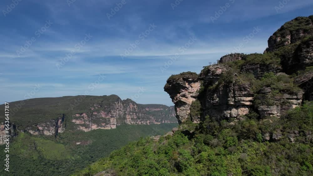 Drone video of Vale do Pati in Chapada Diamantina, Bahia, Brazil. Valley with cerrado and caatinga biome, sunny day, hills and valley Drone video of Vale do Pati in Chapada Diamantina, Bahia, Brazil. Valley with cerrado and caatinga biome, sunny day, hills and valley