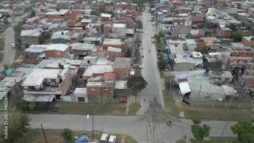 Aerial view of Villa Fiorito overcrowded slums, Buenos Aires, Argentina