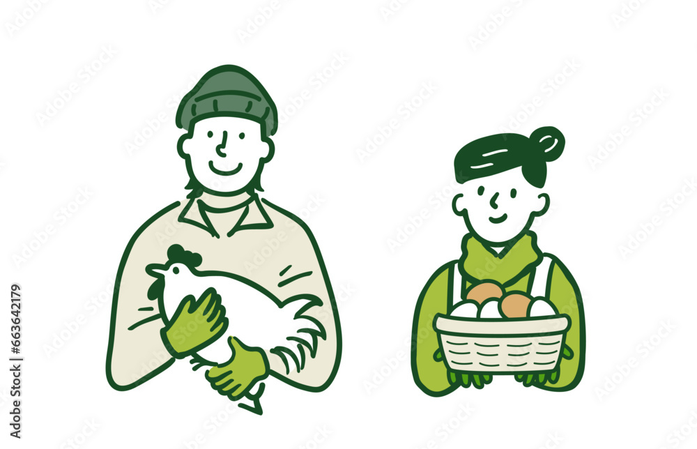 養鶏農家の夫婦　男性　女性