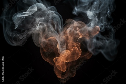 captivating smoke heart on dark backdrop - stock photo for abstract, enigmatic, and conceptual use. Generative AI