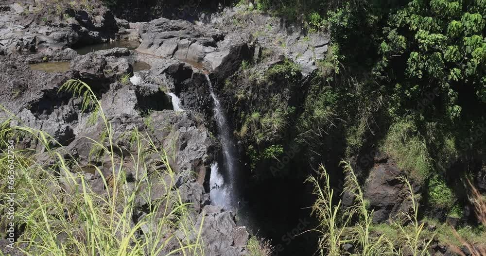 Rainbow falls river top tropical Hilo Hawaii. Big Island. Rain forest ...
