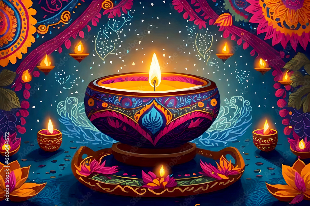 Happy Diwali with Candles Indian Festival Diwali Day Happy Diwali Day AI Generated Art Happy Diwali with Candles Indian Festival Diwali Day Happy Diwali Day AI Generated Art