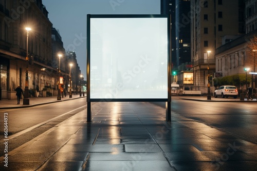 An empty light box  a canvas for advertising on a street corner