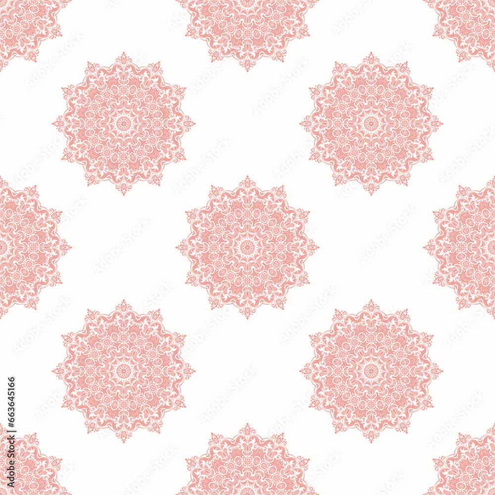 Orient vector classic pattern. Seamless abstract background with vintage elements. Orient pink pattern. Ornament barogue wallpaper