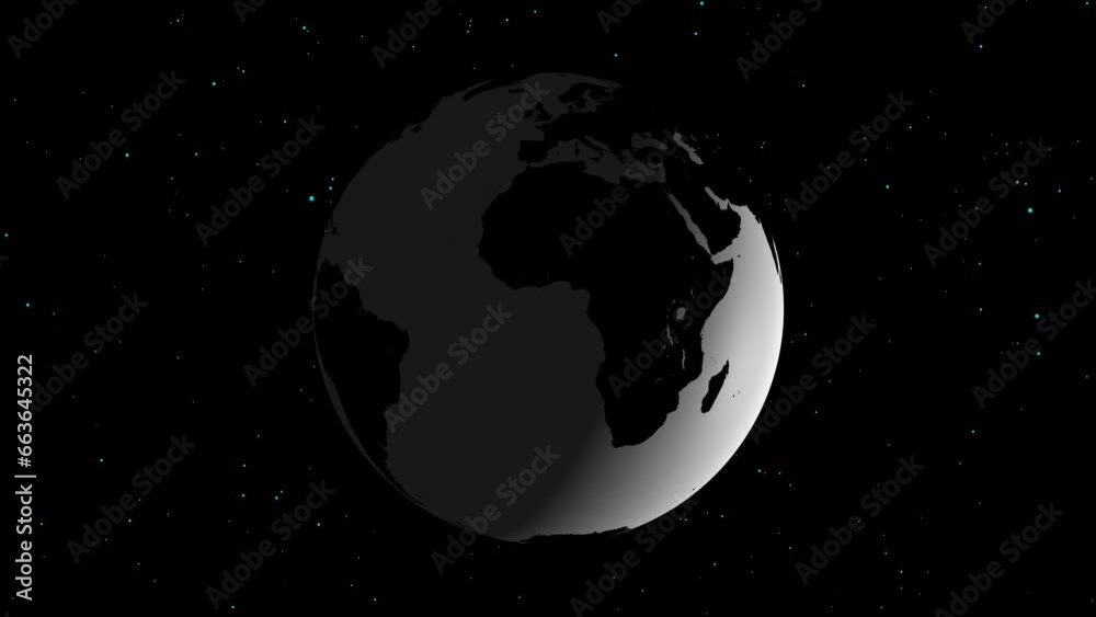 3D realistic rotated earth planet with science . Seen from globe space