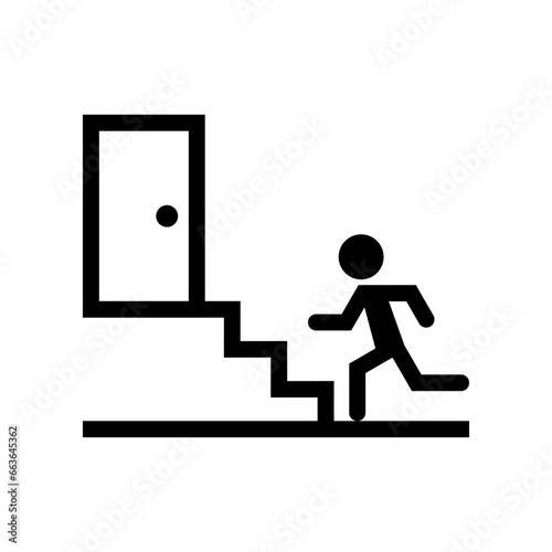 Black escape emergency exit stairs icon flat vector design