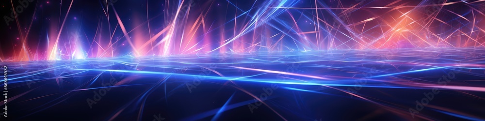 Glowing neon laser rays and lines abstract banner. Generative AI Glowing neon laser rays and lines abstract banner. Generative AI