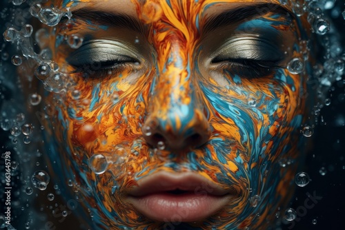 マーブル顔の女性,Generative AI AI画像 © beeboys