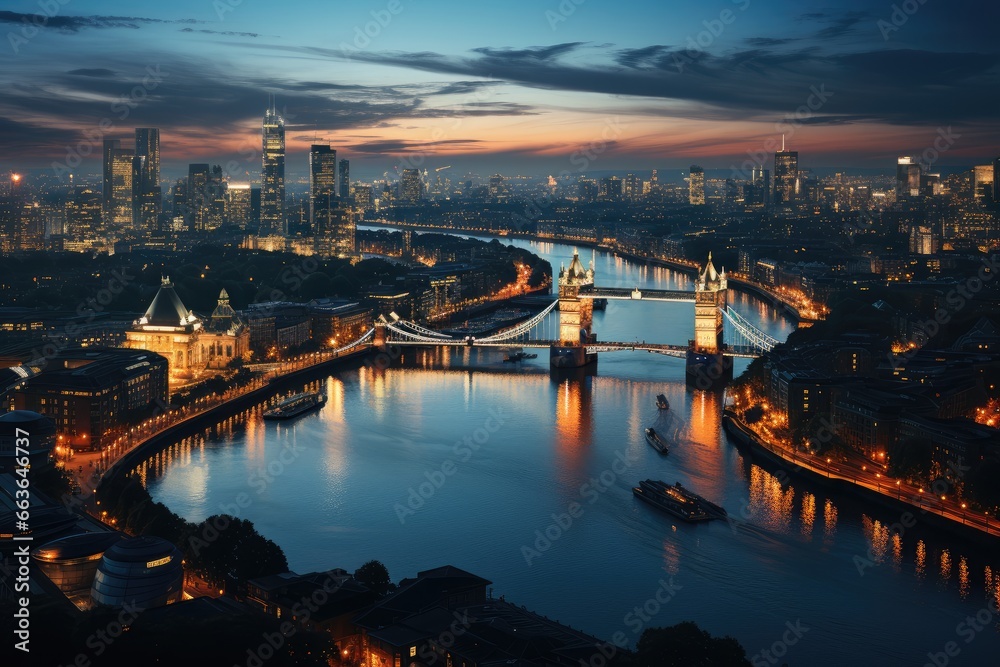 the city of london at sunset - obrazy, fototapety, plakaty 