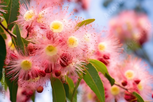 Beautiful Gum tree pink flowers and buds.