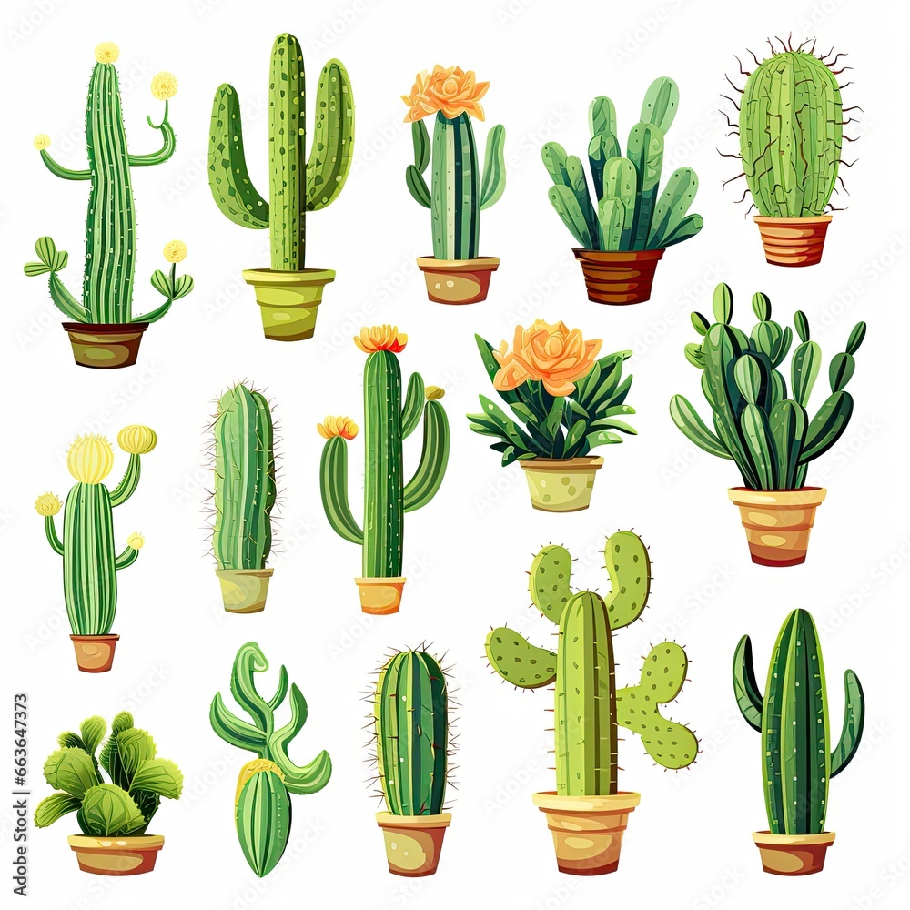 The Cactus set on white background. Clipart illustrations. The Cactus set on white background. Clipart illustrations.
