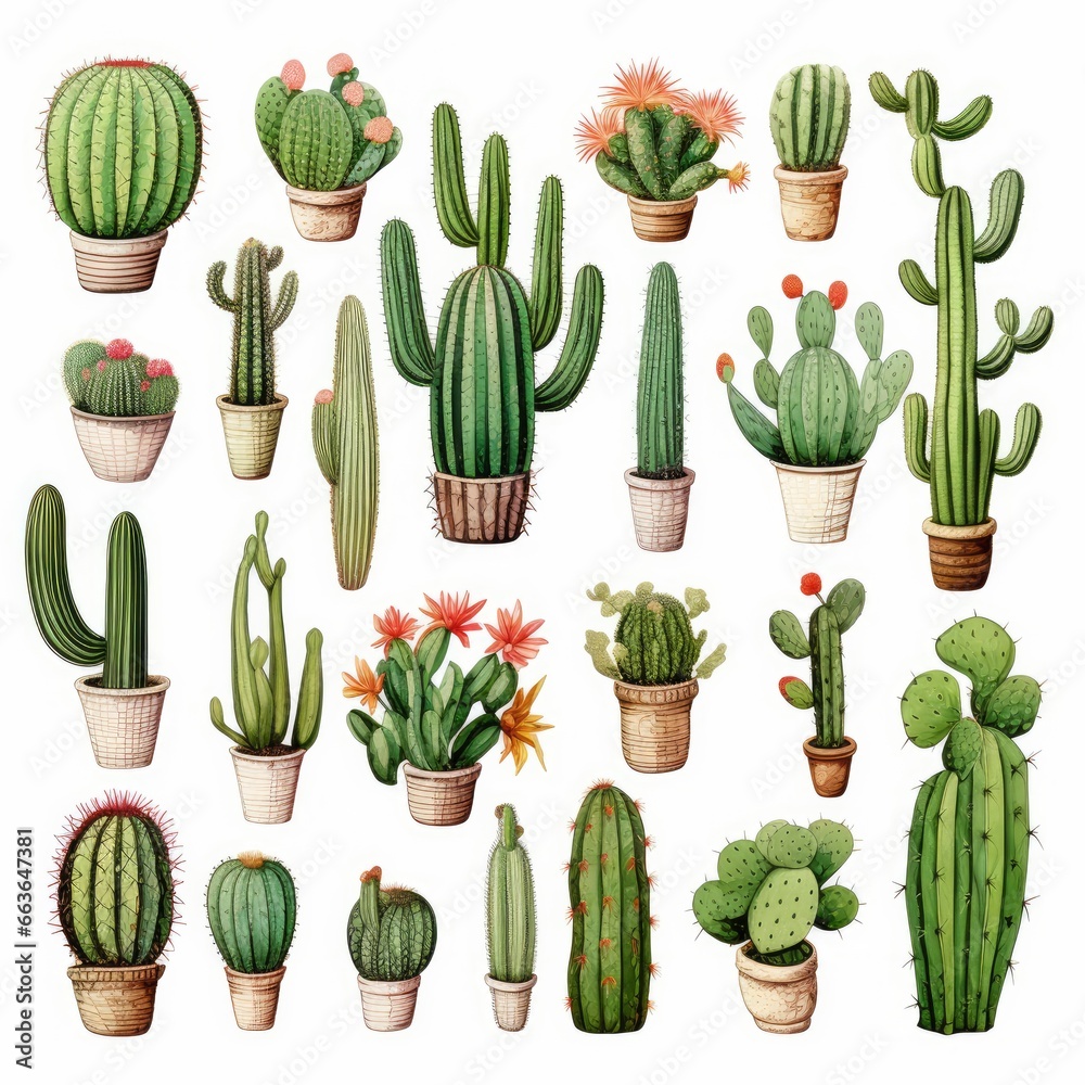 The Cactus set on white background. Clipart illustrations. The Cactus set on white background. Clipart illustrations.
