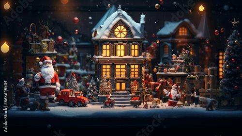 Miniature funny vintage shop window decor. Merry Christmas. Happy holidays © Natali