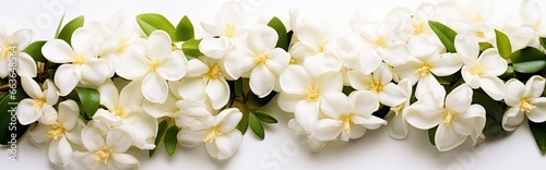Jasmine flowers on white surface. © SAJEDA