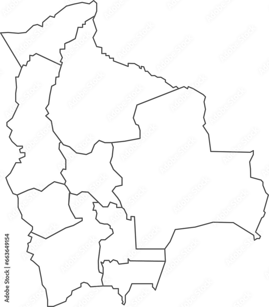 Obraz premium Map of Bolivia with detailed country map, line map.