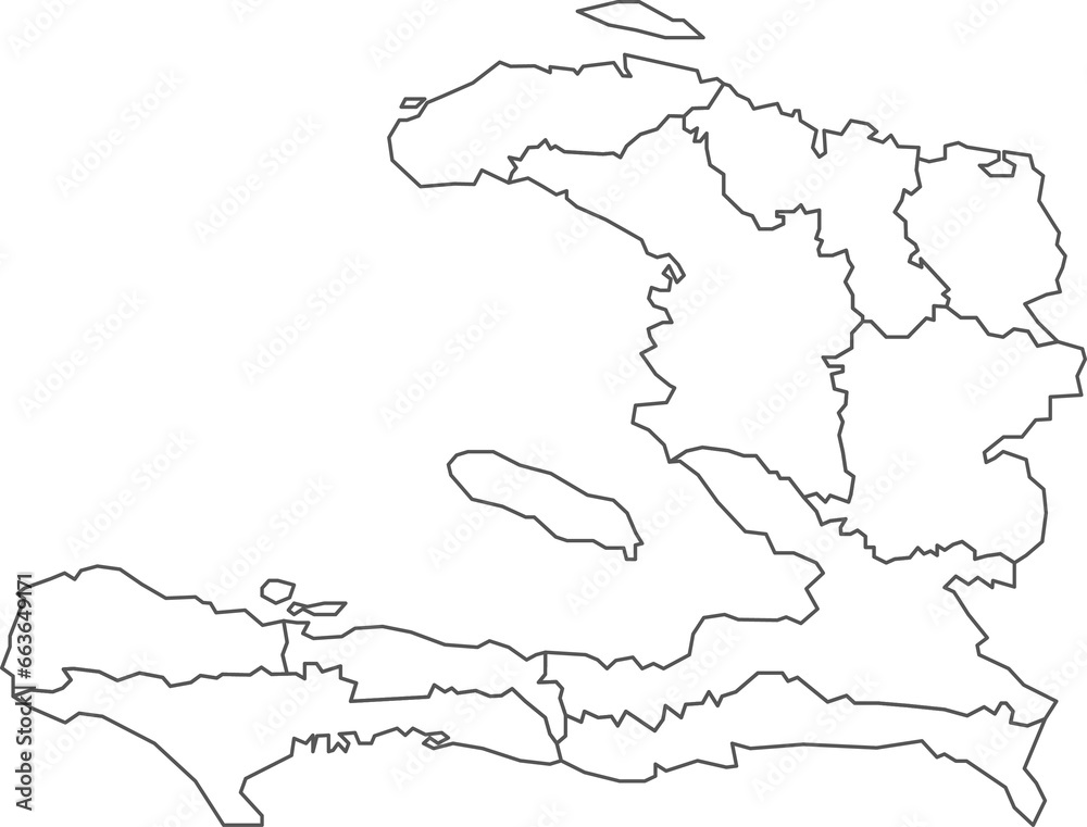 Map of Haiti with detailed country map, line map.