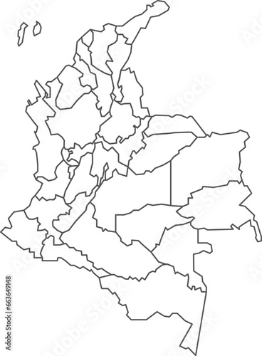Wallpaper Mural Map of Colombia with detailed country map, line map. Torontodigital.ca
