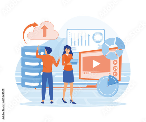 Hosting provider web design concept with people characters. flat vector modern illustration  © Alwie99d