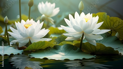 White Lotus Flower in water.