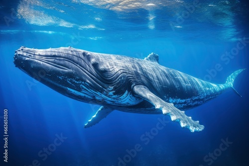 Young Humpback Whale In Blue Water. © SAJEDA