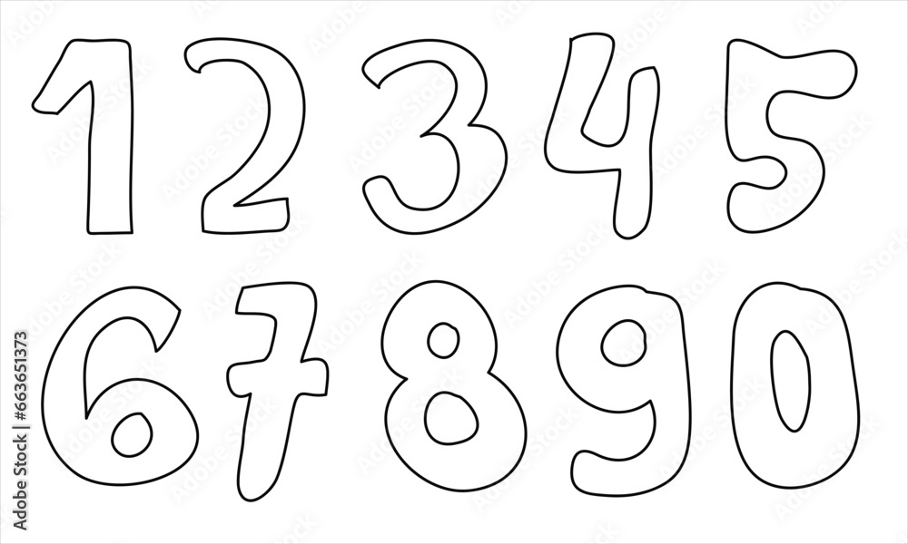 handwritten vector numbers and mathematics. from 1-0. Great for education, coloring and counting handwritten vector numbers and mathematics. from 1-0. Great for education, coloring and counting
