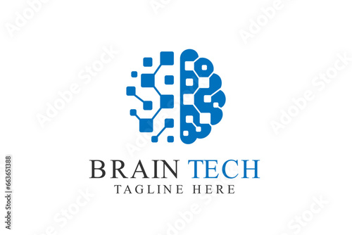 brain logo suitable for technology logo design. brain tech vector logo template. Artificial intelligence logo