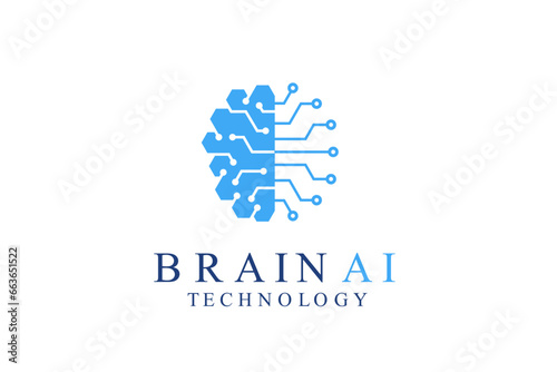 brain logo suitable for technology logo design. brain tech vector logo template. Artificial intelligence logo