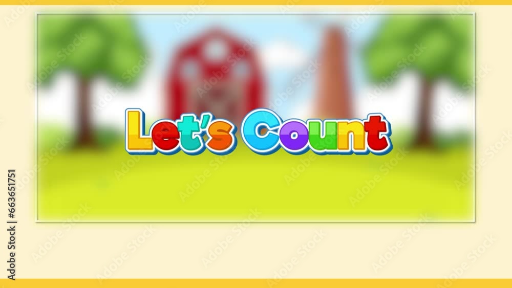 Children's mathematics education learning video counting various animals on a farm.
