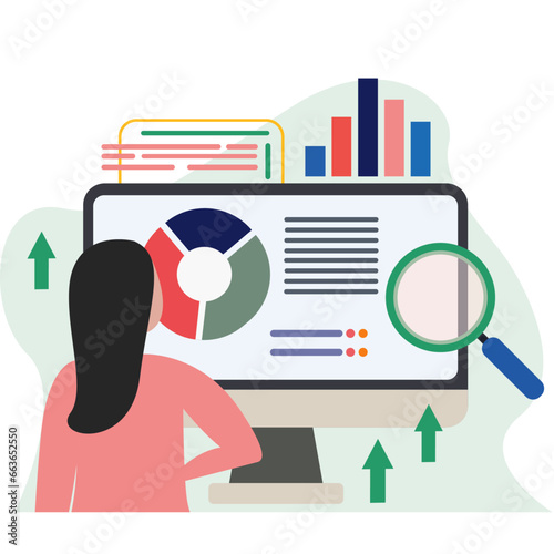 Business Concept. Data analysis concept with business graph. making marketing research or financial reports.