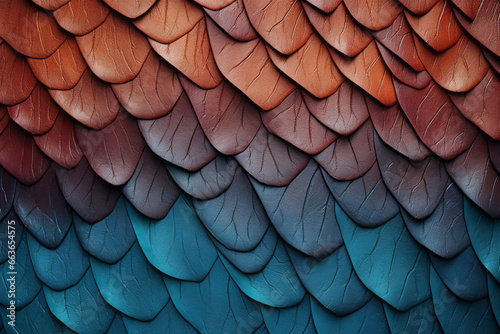 Material texture of muted iridescent scales, organic overlapping gradient hues photo