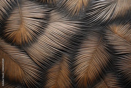 Closeup material texture of organic feathers, detailed spines and pins