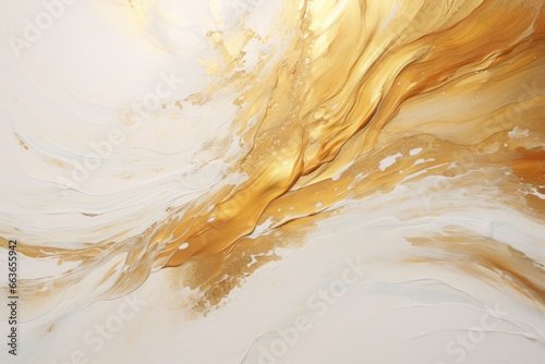 The Art of Suminagashi. Very nice gold and white paint with gold line. Golden swirl, artistic design. The style includes swirls of marble or ripples of agate. Elegant composition.