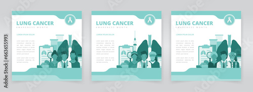 Social media post template set which raise awareness of the importance of early detection and proper treatments for lung cancer