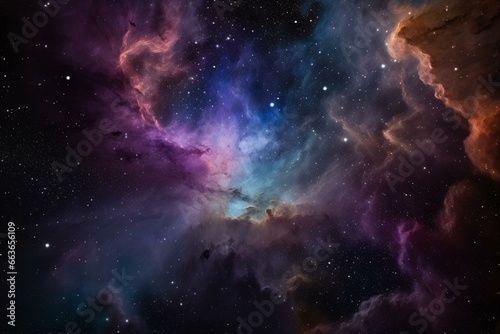 Vibrant celestial explosion with hues of purple and cosmic depth. Generative AI