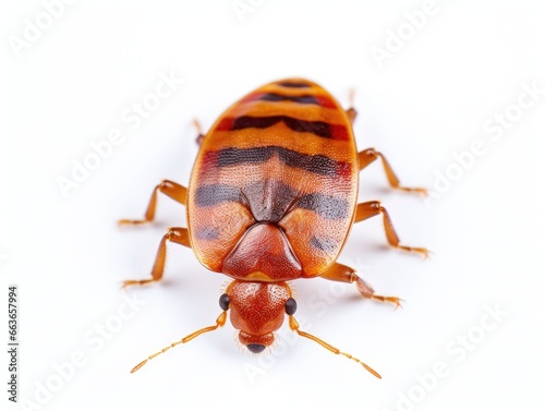 Closeup of a bed bug isolated on white background. AI generative.