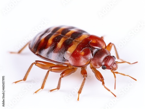 Closeup of a bed bug isolated on white background. AI generative. © Macarena