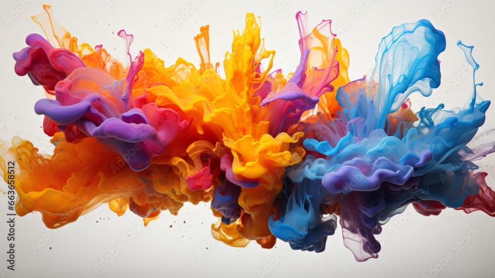 abstract watercolor background An explosion of rainbow-colored paint 