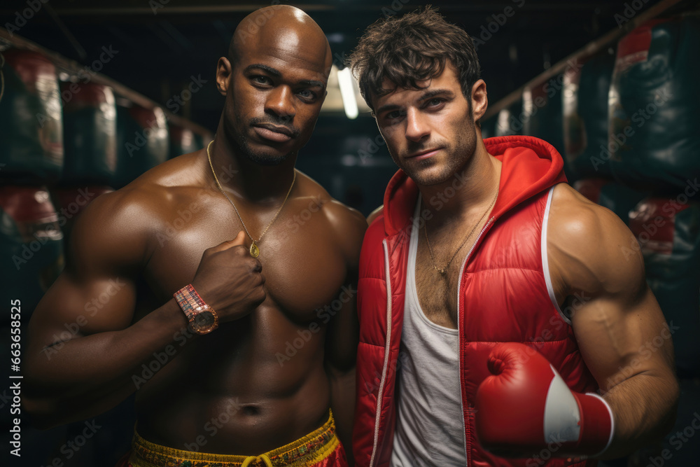 Professional smiling boxers before a fight Professional smiling boxers before a fight