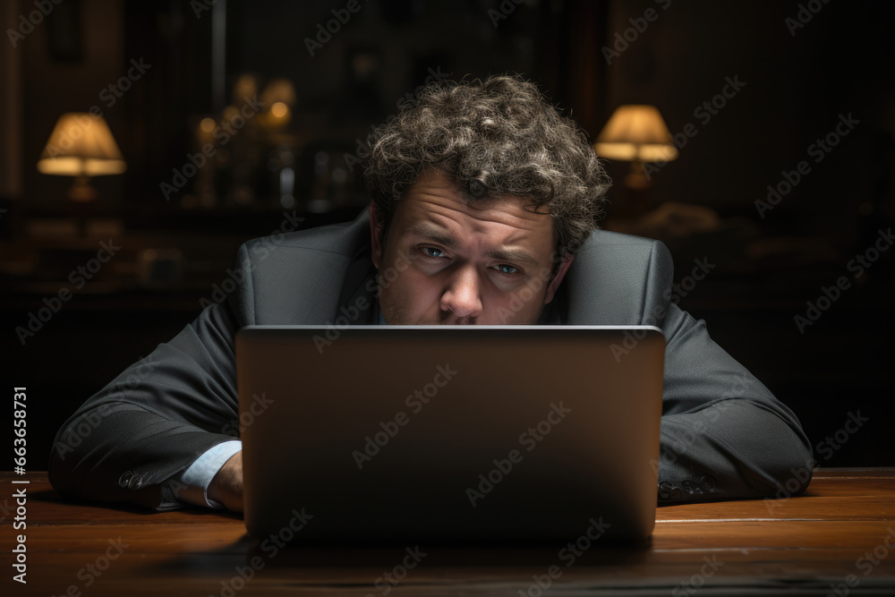 sad depression office worker at the computer at work sad depression office worker at the computer at work