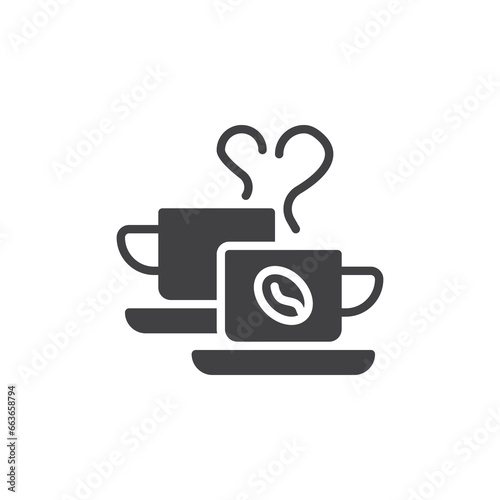 Coffee cup with heart steam vector icon