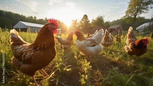 An organic farm with free-range chickens in a rural village © somchai20162516