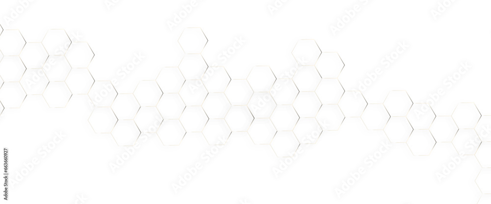Modern hexagon vector illustration, honeycomb background with glowing hexagon geometric lines.