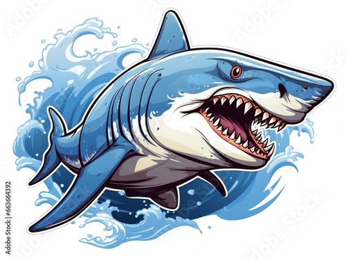 Sticker of a shark for t shirt design vector illustration with isolated background generative ai