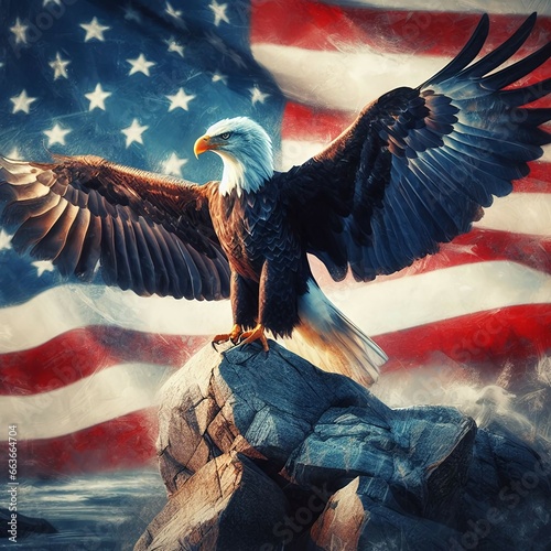 american flag with eagle