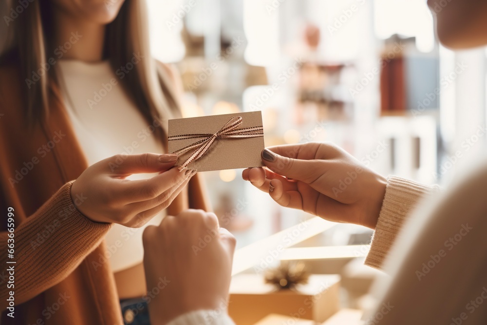 A gift card, given by a young woman to her mother on her anniversary